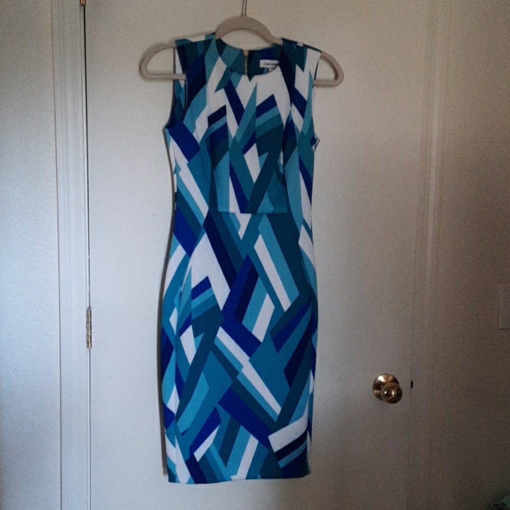 Teal and white dress